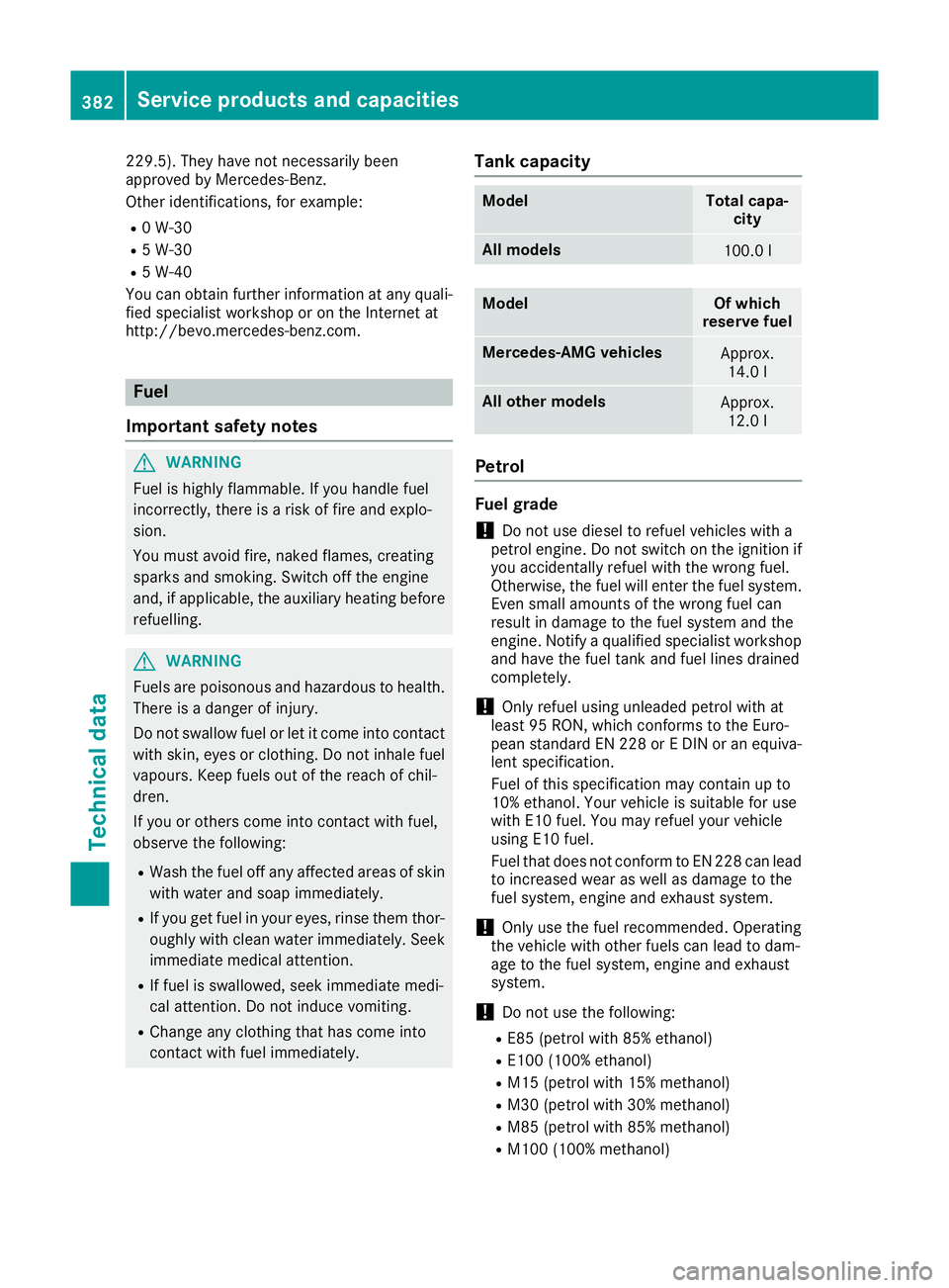 MERCEDES-BENZ GLS SUV 2016 Owners Manual 229.5). They have not necessarily been
approved by Mercedes-Benz.
Other identifications, for example:
R 0 W-30
R 5 W-30
R 5 W-40
You can obtain further information at any quali-
fied specialist worksh MERCEDES-BENZ GLS SUV 2016 Owners Manual 229.5). They have not necessarily been
approved by Mercedes-Benz.
Other identifications, for example:
R 0 W-30
R 5 W-30
R 5 W-40
You can obtain further information at any quali-
fied specialist worksh
