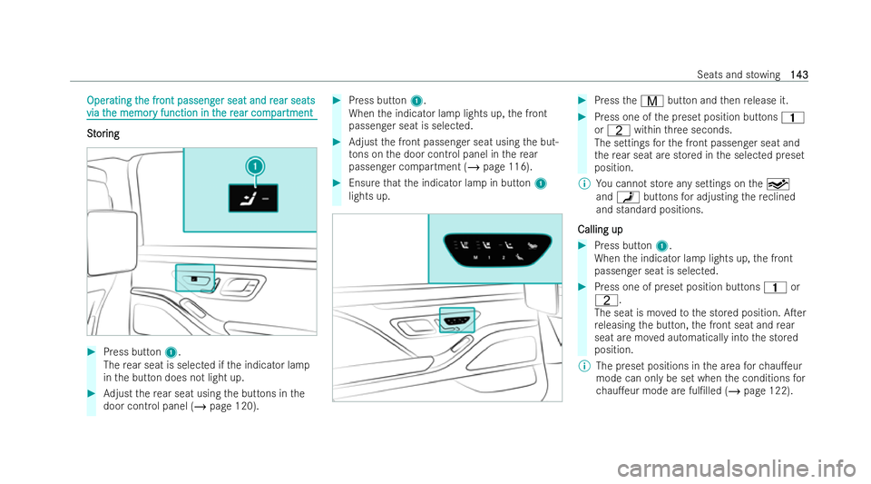 MERCEDES-BENZ S-CLASS SALOON 2022 Owners Manual Oper
Oper
ating t
ating t he fr
he front passeng
ont passeng er seat and r
er seat and r ear seats
ear seats
via t
via t he memor
he memor y function in t
y function in t he r
he rear com
ear com par
MERCEDES-BENZ S-CLASS SALOON 2022 Owners Manual Oper
Oper
ating t
ating t he fr
he front passeng
ont passeng er seat and r
er seat and r ear seats
ear seats
via t
via t he memor
he memor y function in t
y function in t he r
he rear com
ear com par