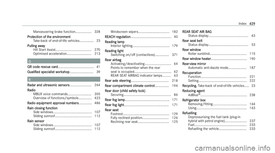 MERCEDES-BENZ S-CLASS SALOON LONG 2022  Owners Manual �M�a�n�o�e�u�v�e�r�i�n�g� �b�r�a�k�e� �f�u�n�c�t�i�o�n�.�.�.�.�.�.�.�.�.�.�.�.�.�.�.�.�. �3�2�8
�P�r
�o�t�e�c�t�i�o�n� �o�f� �t�h�e� �e�n�v�i�r�o�n�m�e�n�t �T�a�k�e�-�b�a�c�k� �o�f� �e�n�d�-�o�f�-�l�i