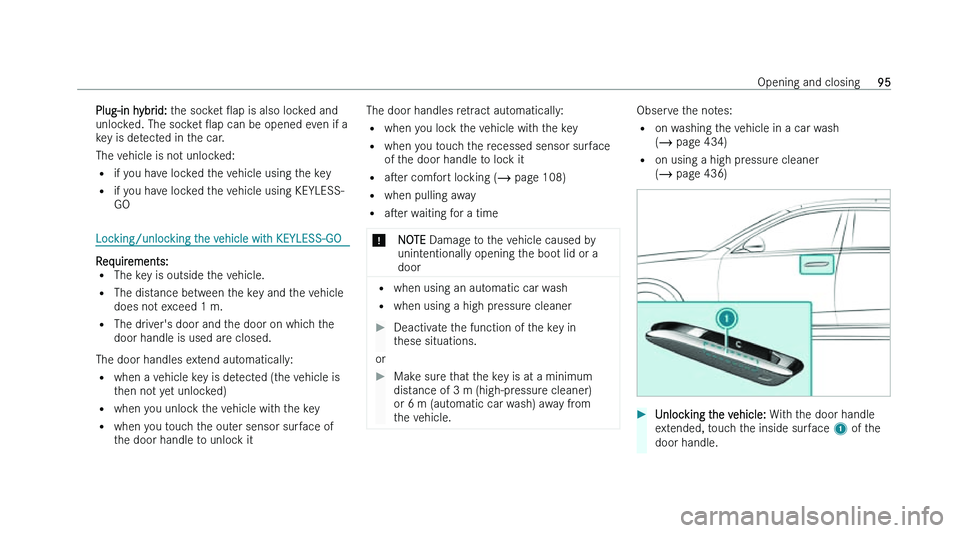 MERCEDES-BENZ S-CLASS SALOON LONG 2022  Owners Manual �P�l�u�g�-�i�n� �h�y�b�r�i�d�:� �t
�h�e� �s�o�c�k�e�t� O�a�p� �i�s� �a�l�s�o� �l�o�c�k�e�d� �a�n�d
�u�n�l�o�c�k�e�d�.� �T�h�e� �s�o�c�k�e�t�  O�a�p� �c�a�n� �b�e� �o�p�e�n�e�d� �e�v�e�n� �i�f� �a
�k