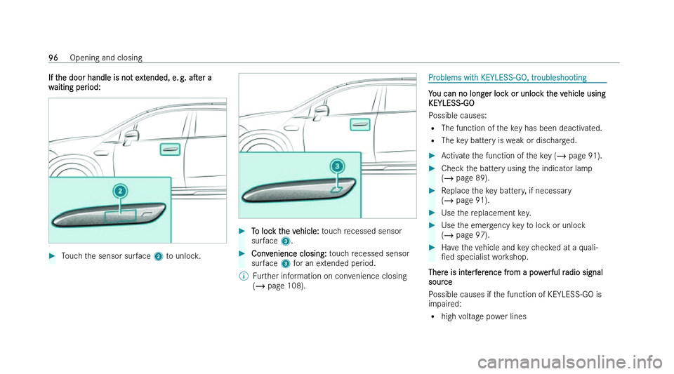 MERCEDES-BENZ S-CLASS SALOON LONG 2022  Owners Manual �I�f� �t�h�e� �d�o�o�r� �h�a�n�d�l�e� �i�s� �n�o�t� �e�x�t�e�n�d�e�d�,� �e�.!