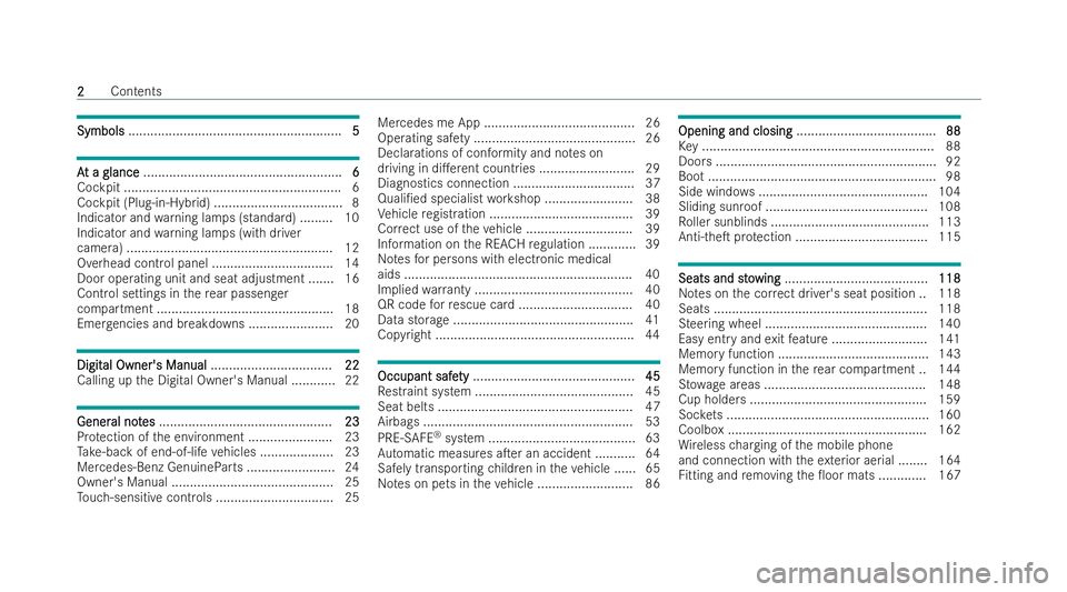 MERCEDES-BENZ S-CLASS SALOON LONG 2021  Owners Manual Symbols
Symbols
.......................................................... 5 5A
A
t a glance
t a glance ...................................................... 6 6
Co ckpit ............................