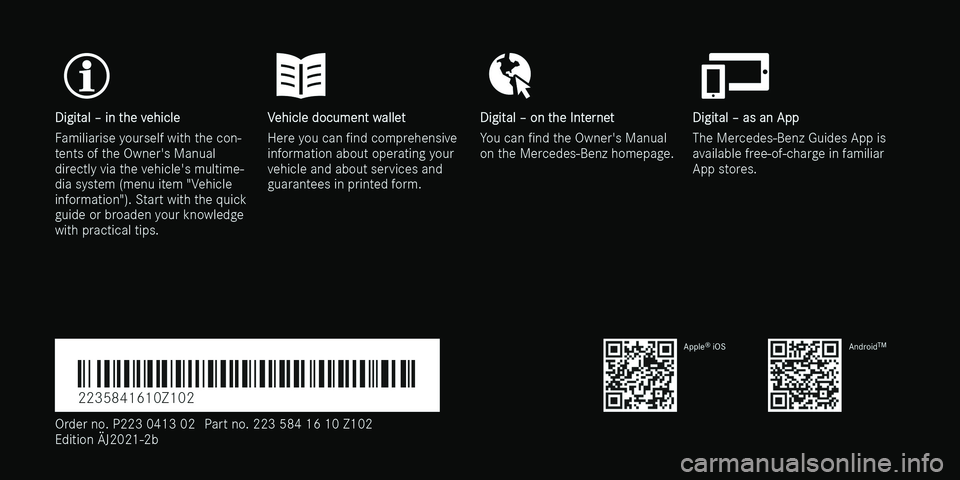 MERCEDES-BENZ S-CLASS SALOON LONG 2021 Owners Manual MERCEDES-BENZ S-CLASS SALOON LONG 2021 Owners Manual