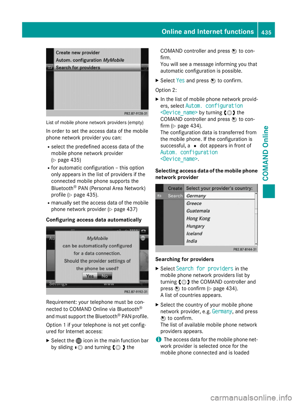 MERCEDES-BENZ SL ROADSTER 2012  Owners Manual List of mobile phone network providers (empty)
In order to set the access data of the mobile
phone network provider you can:
R select the predefined access data of the
mobile phone network provider
(Y