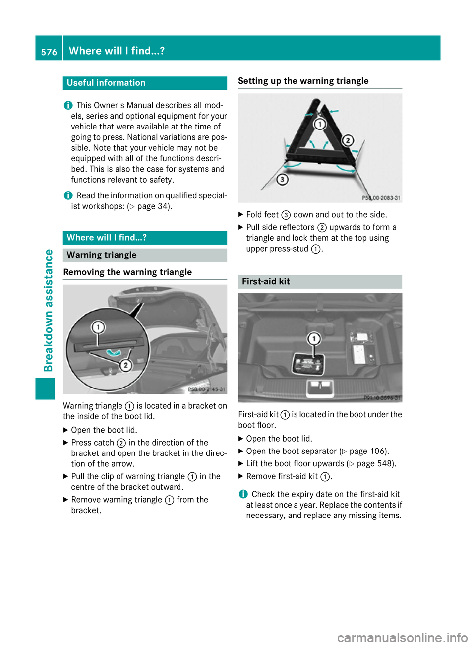 MERCEDES-BENZ SL ROADSTER 2012  Owners Manual Useful information
i This Owner's Manual describes all mod-
els, series and optional equipment for your
vehicle that were available at the time of
going to press. National variations are pos- sibl