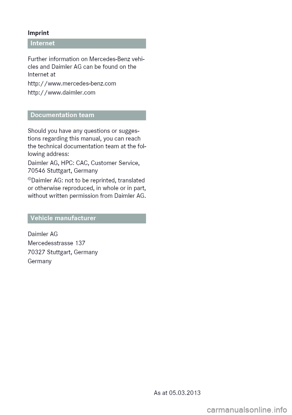 MERCEDES-BENZ SL ROADSTER 2012  Owners Manual 