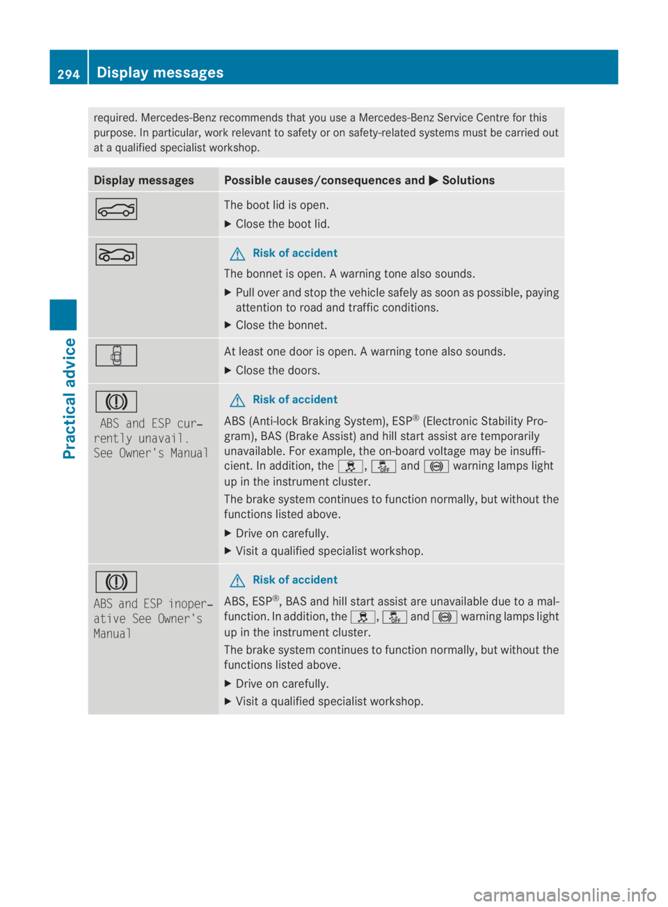MERCEDES-BENZ SLS COUPE 2010  Owners Manual required. Mercedes-Benz recommends that you use a Mercedes-Benz Service Centre for this
purpose. In particular, work relevant to safety or on safety-related systems must be carried out
at a qualified 