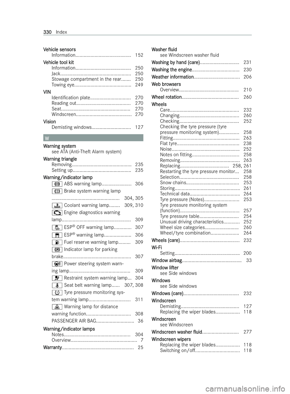 MERCEDES-BENZ V-CLASS 2021 Service Manual V
V
ehicle sensors
ehicle sensors
Information.........................................1 52
V
V ehicle t
ehicle t ool kit
ool kit
Information......................................... 250
Jack.......... MERCEDES-BENZ V-CLASS 2021 Service Manual V
V
ehicle sensors
ehicle sensors
Information.........................................1 52
V
V ehicle t
ehicle t ool kit
ool kit
Information......................................... 250
Jack..........