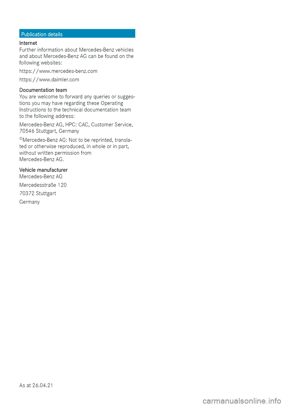 MERCEDES-BENZ V-CLASS 2021  Owners Manual 