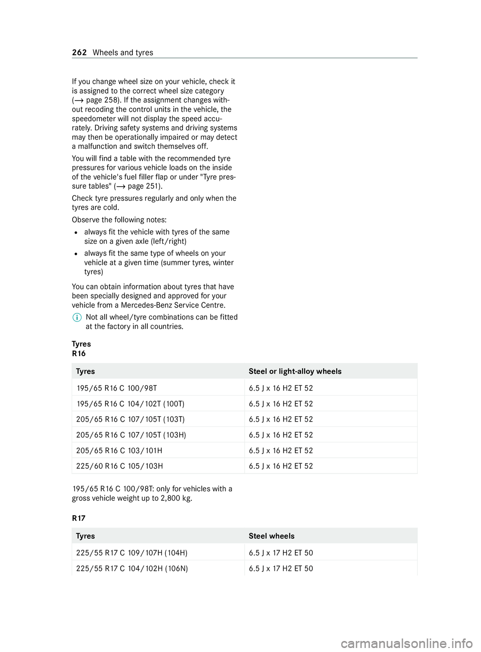 MERCEDES-BENZ V-CLASS MPV 2021 Owners Manual If
yo uch ange wheel size on your vehicle, check it
is assigned tothe cor rect wheel size catego ry
( / page 258). If the assignment changes with‐
out recoding the cont rol units in theve hicle, the MERCEDES-BENZ V-CLASS MPV 2021 Owners Manual If
yo uch ange wheel size on your vehicle, check it
is assigned tothe cor rect wheel size catego ry
( / page 258). If the assignment changes with‐
out recoding the cont rol units in theve hicle, the
