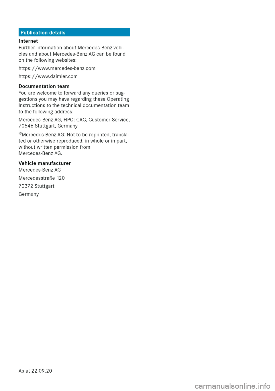 MERCEDES-BENZ V-CLASS MPV 2021 Owners Manual MERCEDES-BENZ V-CLASS MPV 2021 Owners Manual