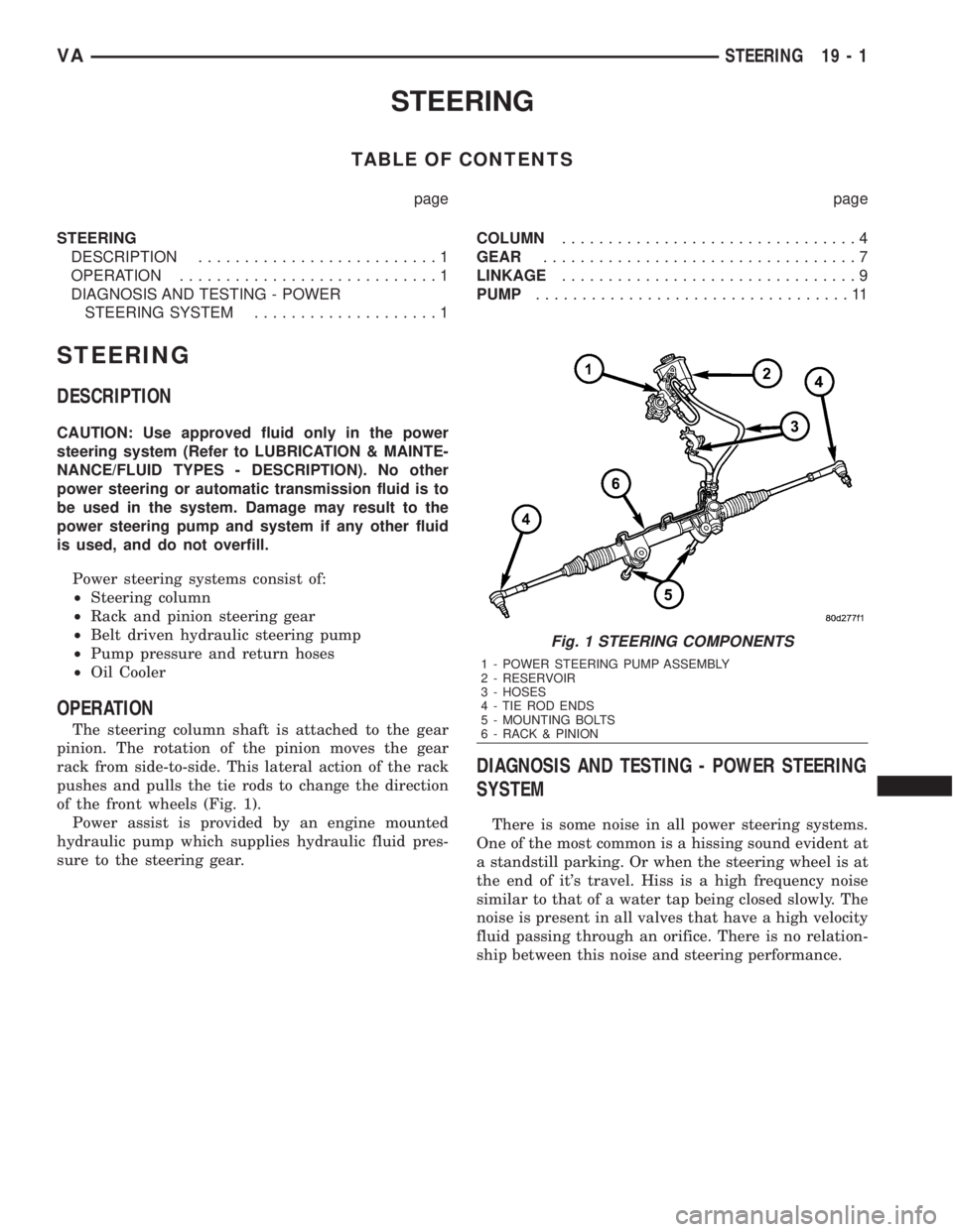 MERCEDES-BENZ SPRINTER 2006 Service Manual STEERING
TABLE OF CONTENTS
page page
STEERING
DESCRIPTION..........................1
OPERATION............................1
DIAGNOSIS AND TESTING - POWER
STEERING SYSTEM....................1COLUMN.... MERCEDES-BENZ SPRINTER 2006 Service Manual STEERING
TABLE OF CONTENTS
page page
STEERING
DESCRIPTION..........................1
OPERATION............................1
DIAGNOSIS AND TESTING - POWER
STEERING SYSTEM....................1COLUMN....