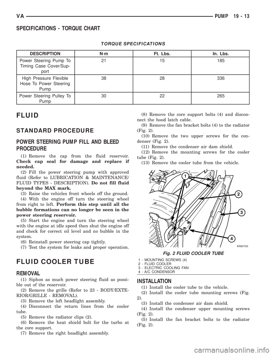 MERCEDES-BENZ SPRINTER 2006 Service Manual SPECIFICATIONS - TORQUE CHART
TORQUE SPECIFICATIONS
DESCRIPTION N´m Ft. Lbs. In. Lbs.
Power Steering Pump To
Timing Case Cover/Sup-
port21 15 185
High Pressure Flexible
Hose To Power Steering
Pump38 MERCEDES-BENZ SPRINTER 2006 Service Manual SPECIFICATIONS - TORQUE CHART
TORQUE SPECIFICATIONS
DESCRIPTION N´m Ft. Lbs. In. Lbs.
Power Steering Pump To
Timing Case Cover/Sup-
port21 15 185
High Pressure Flexible
Hose To Power Steering
Pump38