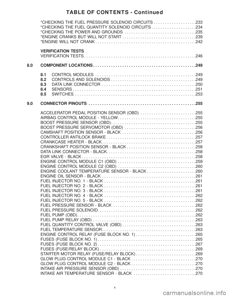 MERCEDES-BENZ SPRINTER 2006 Service Manual TABLE OF CONTENTS - Continued
*CHECKING THE FUEL PRESSURE SOLENOID CIRCUITS...................233
*CHECKING THE FUEL QUANTITY SOLENOID CIRCUITS....................234
*CHECKING THE POWER AND GROUNDS.. MERCEDES-BENZ SPRINTER 2006 Service Manual TABLE OF CONTENTS - Continued
*CHECKING THE FUEL PRESSURE SOLENOID CIRCUITS...................233
*CHECKING THE FUEL QUANTITY SOLENOID CIRCUITS....................234
*CHECKING THE POWER AND GROUNDS..