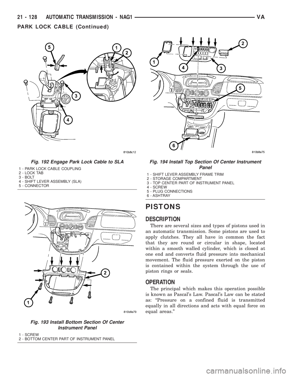 MERCEDES-BENZ SPRINTER 2005 Service Repair Manual PISTONS
DESCRIPTION
There are several sizes and types of pistons used in
an automatic transmission. Some pistons are used to
apply clutches. They all have in common the fact
that they are round or cir MERCEDES-BENZ SPRINTER 2005 Service Repair Manual PISTONS
DESCRIPTION
There are several sizes and types of pistons used in
an automatic transmission. Some pistons are used to
apply clutches. They all have in common the fact
that they are round or cir