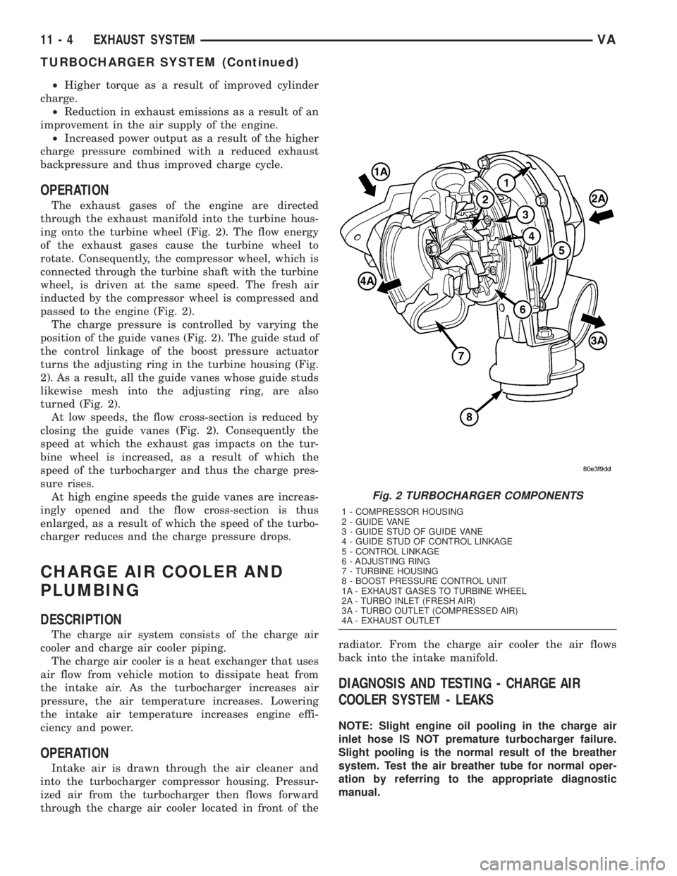 MERCEDES-BENZ SPRINTER 2005  Service Repair Manual ²Higher torque as a result of improved cylinder
charge.
²Reduction in exhaust emissions as a result of an
improvement in the air supply of the engine.
²Increased power output as a result of the hig