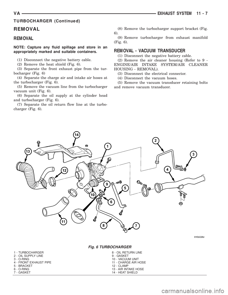 MERCEDES-BENZ SPRINTER 2005  Service Repair Manual REMOVAL
REMOVAL
NOTE: Capture any fluid spillage and store in an
appropriately marked and suitable containers.
(1) Disconnect the negative battery cable.
(2) Remove the heat shield (Fig. 6).
(3) Separ