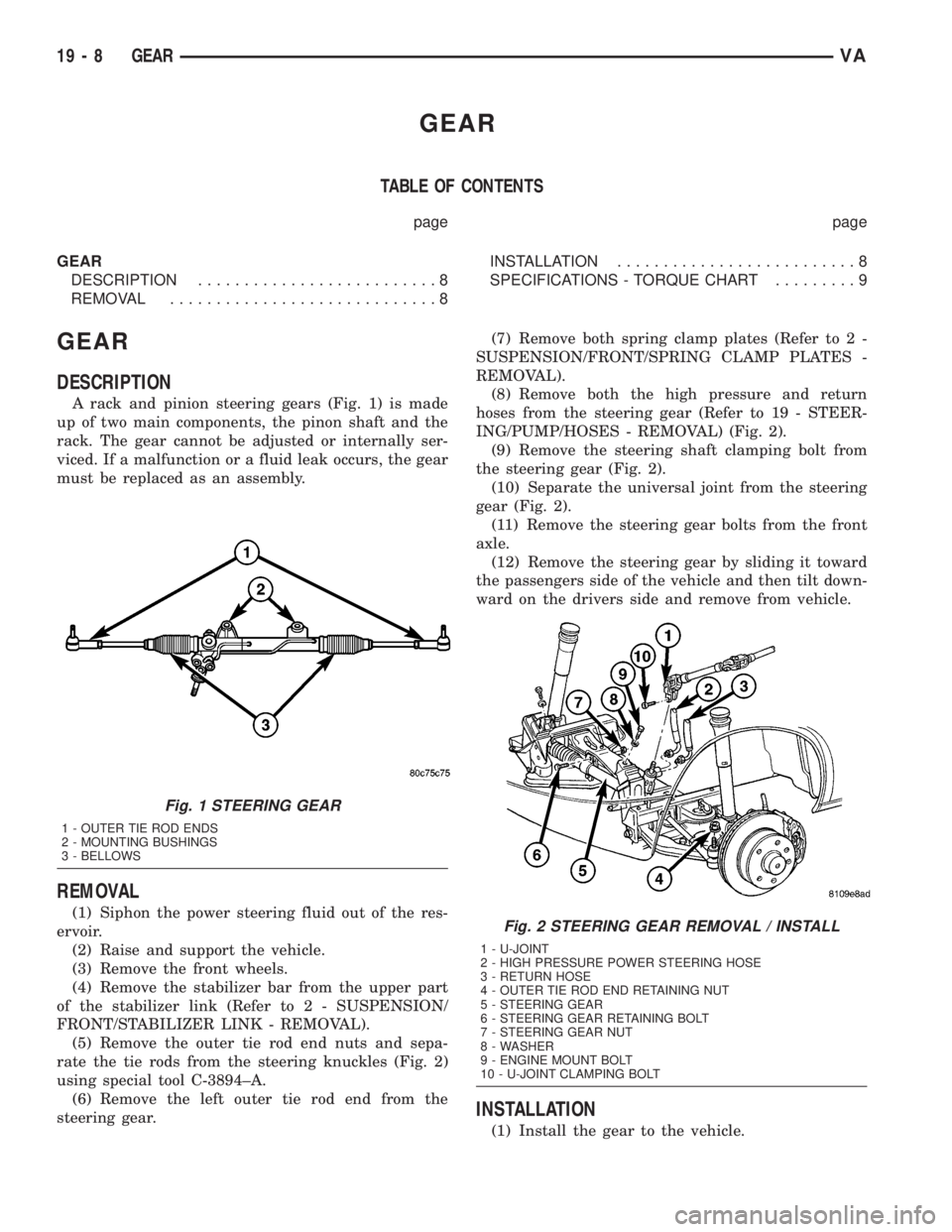 MERCEDES-BENZ SPRINTER 2005 Service Repair Manual GEAR
TABLE OF CONTENTS
page page
GEAR
DESCRIPTION..........................8
REMOVAL.............................8INSTALLATION..........................8
SPECIFICATIONS - TORQUE CHART.........9
GEAR
D MERCEDES-BENZ SPRINTER 2005 Service Repair Manual GEAR
TABLE OF CONTENTS
page page
GEAR
DESCRIPTION..........................8
REMOVAL.............................8INSTALLATION..........................8
SPECIFICATIONS - TORQUE CHART.........9
GEAR
D