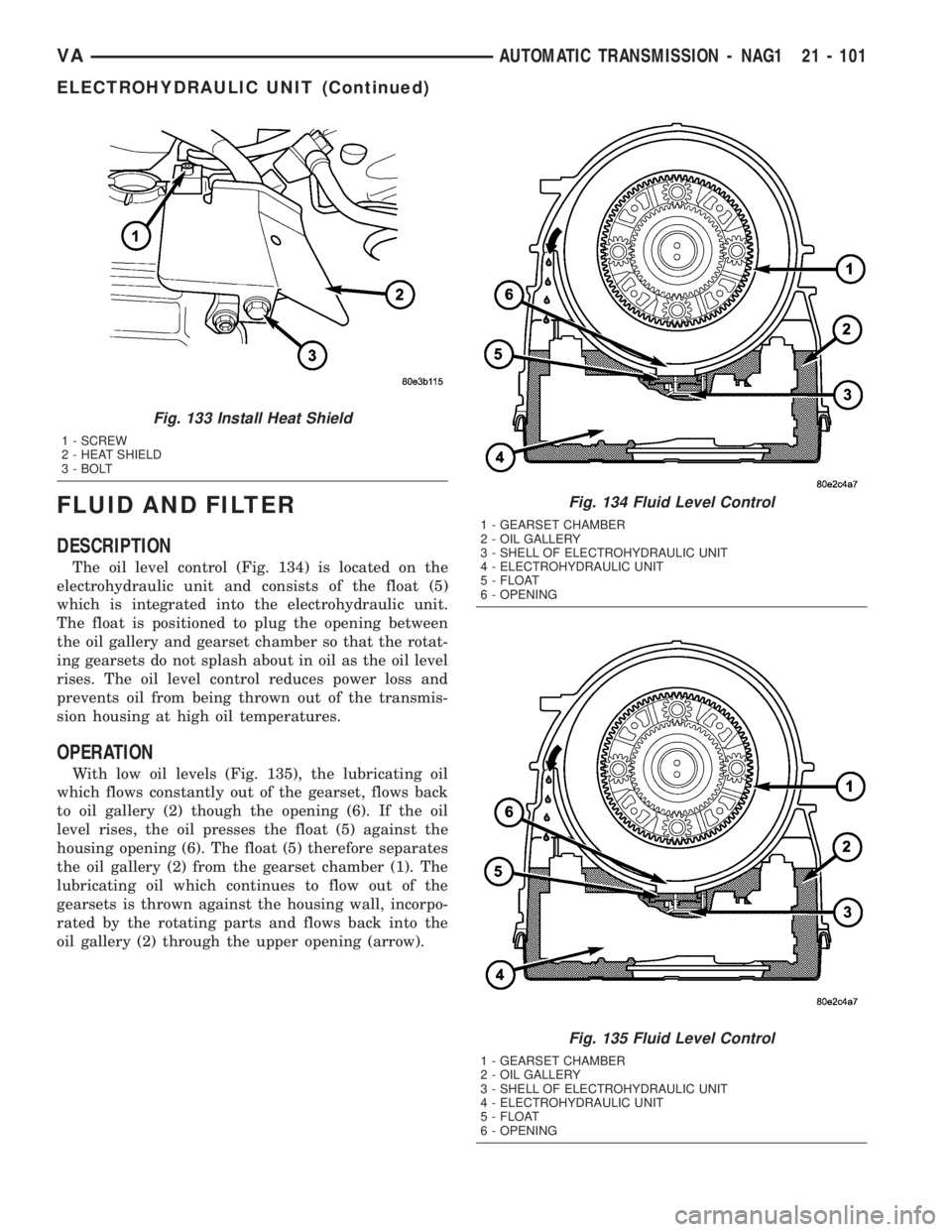 MERCEDES-BENZ SPRINTER 2005 Service Repair Manual FLUID AND FILTER
DESCRIPTION
The oil level control (Fig. 134) is located on the
electrohydraulic unit and consists of the float (5)
which is integrated into the electrohydraulic unit.
The float is pos MERCEDES-BENZ SPRINTER 2005 Service Repair Manual FLUID AND FILTER
DESCRIPTION
The oil level control (Fig. 134) is located on the
electrohydraulic unit and consists of the float (5)
which is integrated into the electrohydraulic unit.
The float is pos