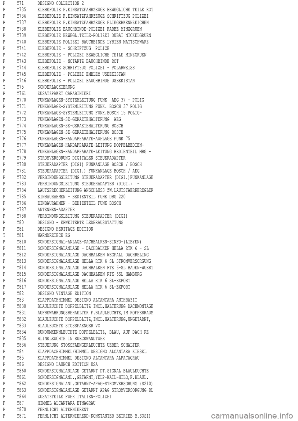 MERCEDES-BENZ ML320 1997 Complete Repair Manual P Y71 DESIGNO COLLECTION 2
P Y735 KLEBEFOLIE F.EINSATZFAHRZEUGE BEWEGLICHE TEILE ROT
P Y736 KLEBEFOLIE F.EINSATZFAHRZEUGE SCHRIFTZUG POLIZEI
P Y737 KLEBEFOLIE F.EINSATZFAHRZEUGE FLIEGERKENNZEICHEN
P Y MERCEDES-BENZ ML320 1997 Complete Repair Manual P Y71 DESIGNO COLLECTION 2
P Y735 KLEBEFOLIE F.EINSATZFAHRZEUGE BEWEGLICHE TEILE ROT
P Y736 KLEBEFOLIE F.EINSATZFAHRZEUGE SCHRIFTZUG POLIZEI
P Y737 KLEBEFOLIE F.EINSATZFAHRZEUGE FLIEGERKENNZEICHEN
P Y