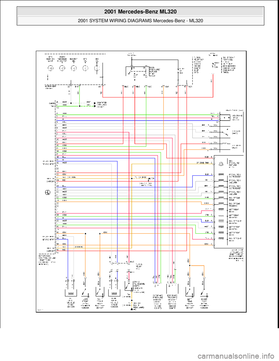MERCEDES-BENZ ML320 1997  Complete Repair Manual  
2001 Mercedes-Benz ML320 
2001 SYSTEM WIRING DIAGRAMS  Mercedes-Benz - ML320  
me  
Saturday, October 02, 2010 3:27:58 PMPage 10 © 2006 Mitchell Repair Information Company, LLC.  