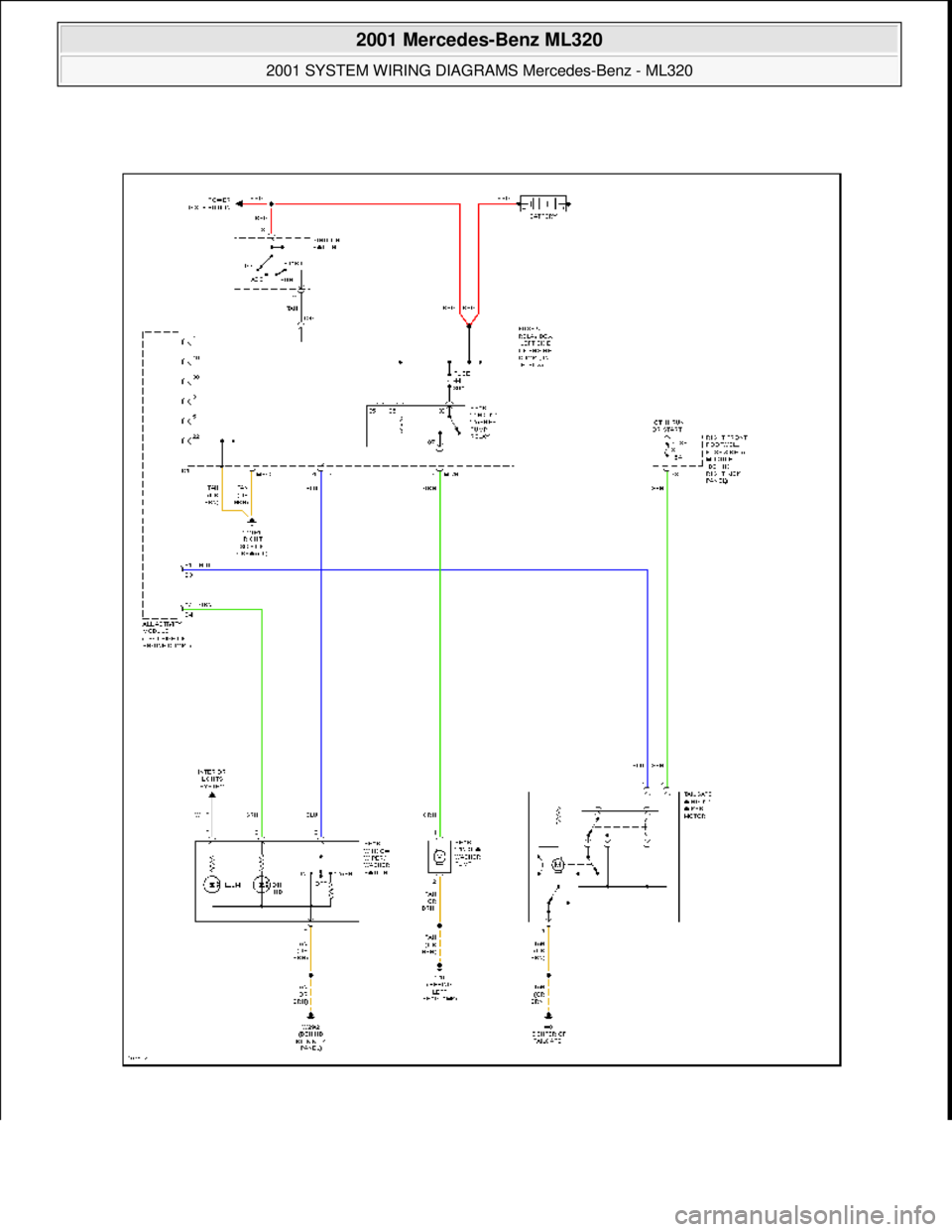 MERCEDES-BENZ ML320 1997  Complete Repair Manual  
2001 Mercedes-Benz ML320 
2001 SYSTEM WIRING DIAGRAMS  Mercedes-Benz - ML320  
me  
Saturday, October 02, 2010 3:28:00 PMPage 134 © 2006 Mitchell Repair Information Company, LLC.  