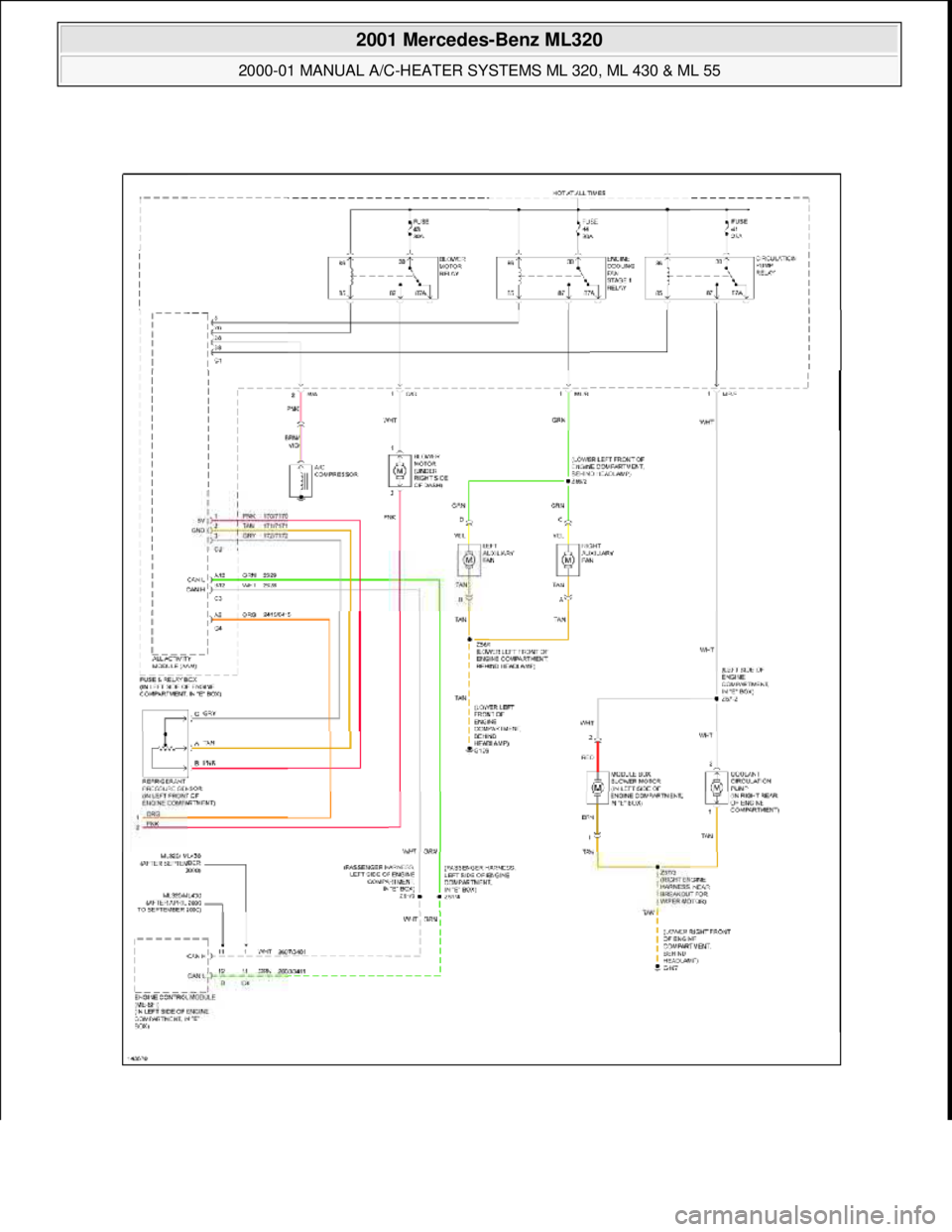 MERCEDES-BENZ ML350 1997  Complete Repair Manual  
2001 Mercedes-Benz ML320 
2000-01 MANUAL A/C-HEATER SYSTEMS ML 320, ML 430 & ML 55  
me  
Saturday, October 02, 2010 3:25:10 PMPage 28 © 2006 Mitchell Repair Information Company, LLC.  