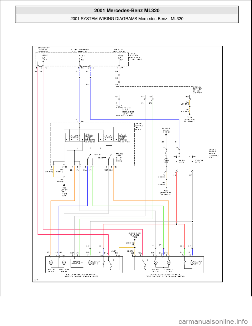 MERCEDES-BENZ ML350 1997  Complete Repair Manual  
2001 Mercedes-Benz ML320 
2001 SYSTEM WIRING DIAGRAMS  Mercedes-Benz - ML320  
me  
Saturday, October 02, 2010 3:28:00 PMPage 86 © 2006 Mitchell Repair Information Company, LLC.  