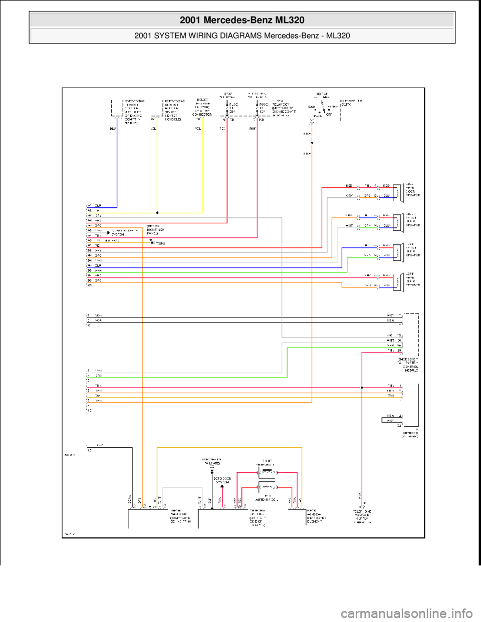 MERCEDES-BENZ ML350 1997  Complete Repair Manual  
2001 Mercedes-Benz ML320 
2001 SYSTEM WIRING DIAGRAMS  Mercedes-Benz - ML320  
me  
Saturday, October 02, 2010 3:28:00 PMPage 104 © 2006 Mitchell Repair Information Company, LLC.  