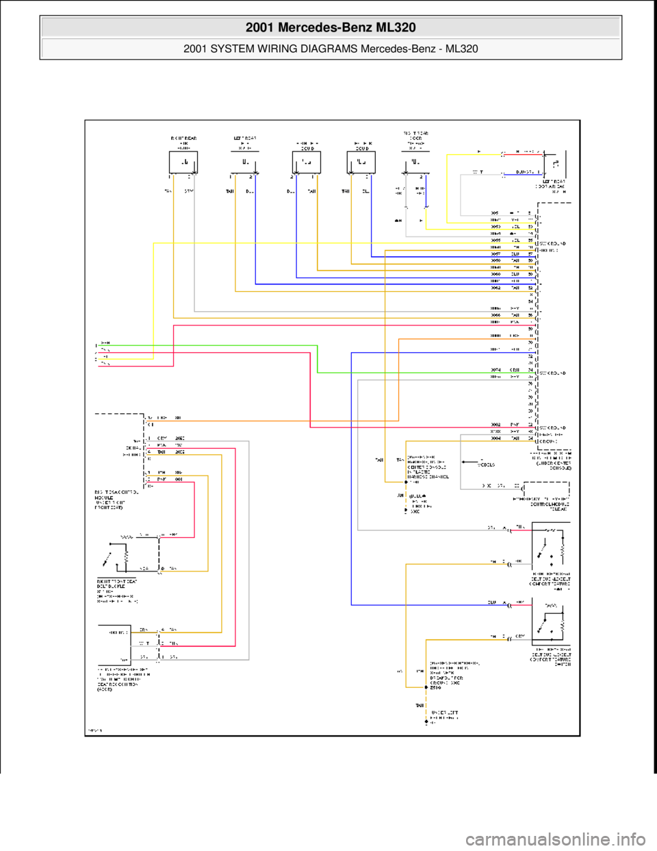 MERCEDES-BENZ ML350 1997  Complete Repair Manual  
2001 Mercedes-Benz ML320 
2001 SYSTEM WIRING DIAGRAMS  Mercedes-Benz - ML320  
me  
Saturday, October 02, 2010 3:28:00 PMPage 120 © 2006 Mitchell Repair Information Company, LLC.  