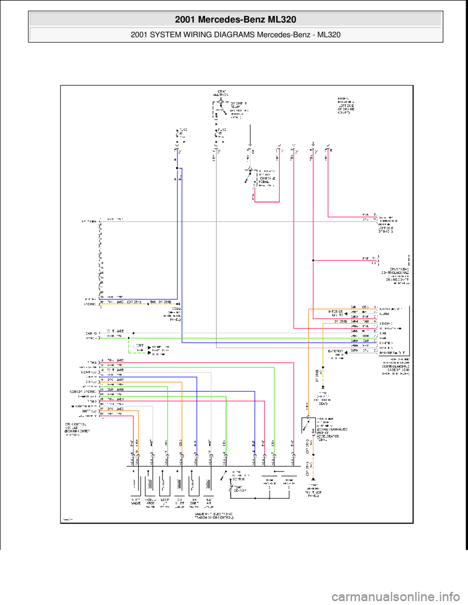 MERCEDES-BENZ ML350 1997  Complete Repair Manual  
2001 Mercedes-Benz ML320 
2001 SYSTEM WIRING DIAGRAMS  Mercedes-Benz - ML320  
me  
Saturday, October 02, 2010 3:28:00 PMPage 128 © 2006 Mitchell Repair Information Company, LLC.  
