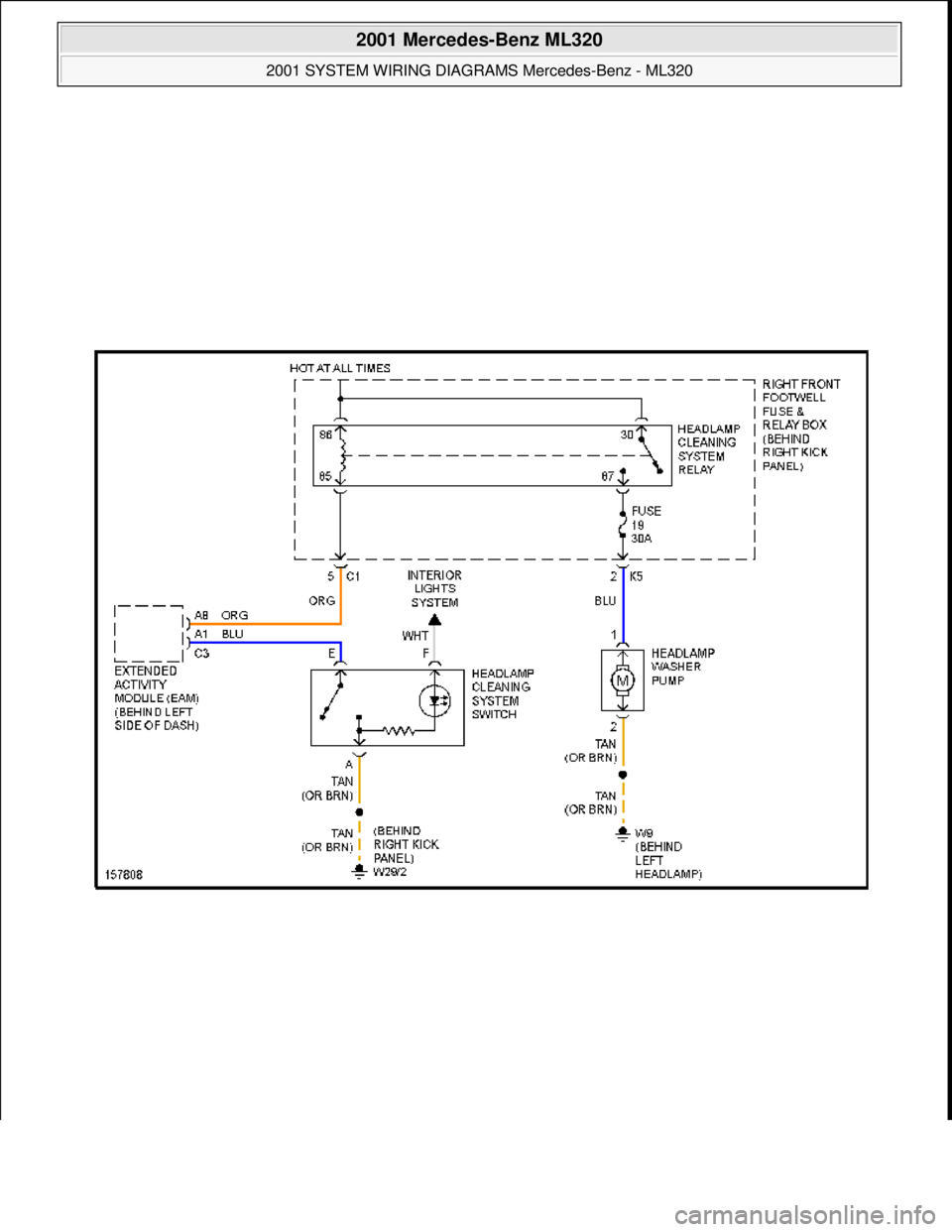 MERCEDES-BENZ ML350 1997  Complete Repair Manual  
2001 Mercedes-Benz ML320 
2001 SYSTEM WIRING DIAGRAMS  Mercedes-Benz - ML320  
me  
Saturday, October 02, 2010 3:28:00 PMPage 132 © 2006 Mitchell Repair Information Company, LLC.  