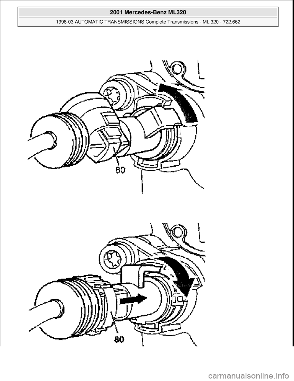 MERCEDES-BENZ ML430 1997  Complete Repair Manual  
2001 Mercedes-Benz ML320 
1998-03 AUTOMATIC TRANSMISSIONS Complete Transmissions - ML 320 - 722.662  
me  
Saturday, October 02, 2010 3:15:25 PMPage 17 © 2006 Mitchell Repair Information Company, L