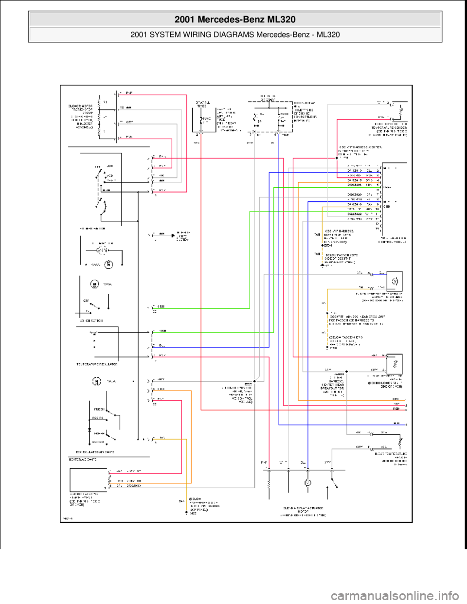 MERCEDES-BENZ ML430 1997 Complete Repair Manual
2001 Mercedes-Benz ML320
2001 SYSTEM WIRING DIAGRAMS Mercedes-Benz - ML320
me
Saturday, October 02, 2010 3:27:58 PMPage 2 © 2006 Mitchell Repair Information Company, LLC. MERCEDES-BENZ ML430 1997 Complete Repair Manual
2001 Mercedes-Benz ML320
2001 SYSTEM WIRING DIAGRAMS Mercedes-Benz - ML320
me
Saturday, October 02, 2010 3:27:58 PMPage 2 © 2006 Mitchell Repair Information Company, LLC.