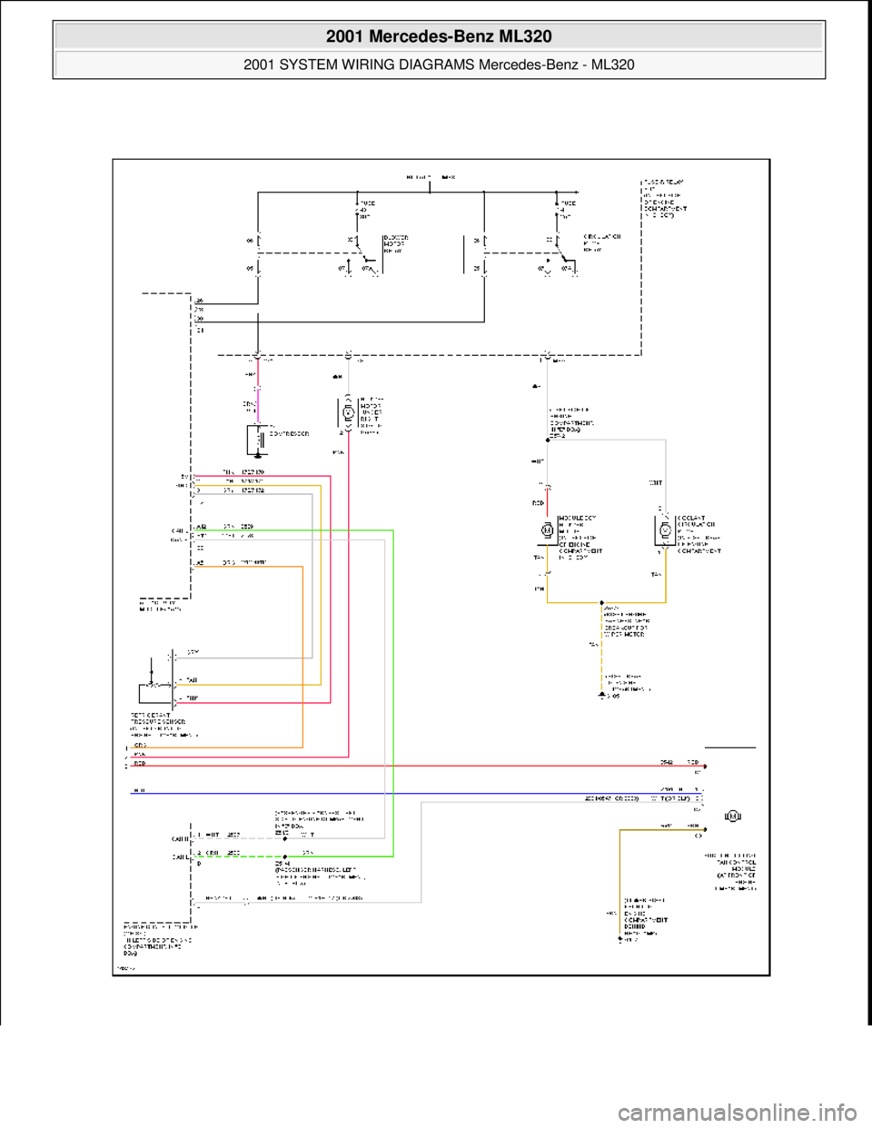 MERCEDES-BENZ ML430 1997  Complete Repair Manual  
2001 Mercedes-Benz ML320 
2001 SYSTEM WIRING DIAGRAMS  Mercedes-Benz - ML320  
me  
Saturday, October 02, 2010 3:27:58 PMPage 4 © 2006 Mitchell Repair Information Company, LLC.  