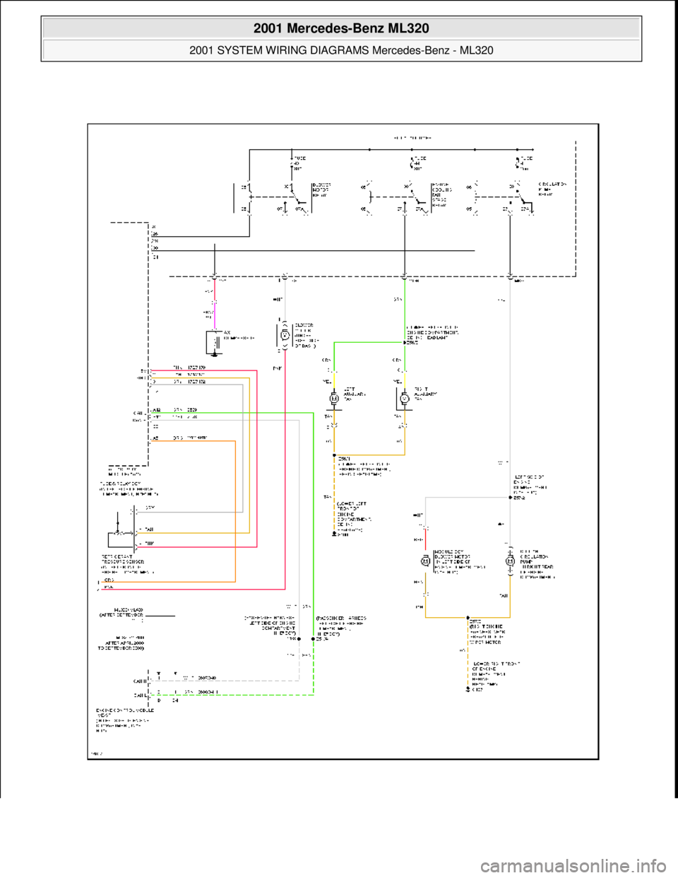 MERCEDES-BENZ ML430 1997  Complete Repair Manual  
2001 Mercedes-Benz ML320 
2001 SYSTEM WIRING DIAGRAMS  Mercedes-Benz - ML320  
me  
Saturday, October 02, 2010 3:27:58 PMPage 8 © 2006 Mitchell Repair Information Company, LLC.  