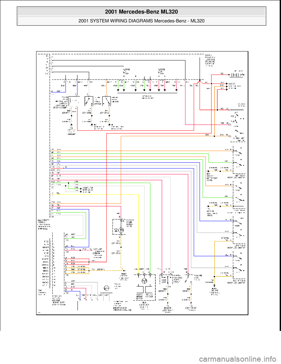 MERCEDES-BENZ ML430 1997  Complete Repair Manual  
2001 Mercedes-Benz ML320 
2001 SYSTEM WIRING DIAGRAMS  Mercedes-Benz - ML320  
me  
Saturday, October 02, 2010 3:27:59 PMPage 16 © 2006 Mitchell Repair Information Company, LLC.  