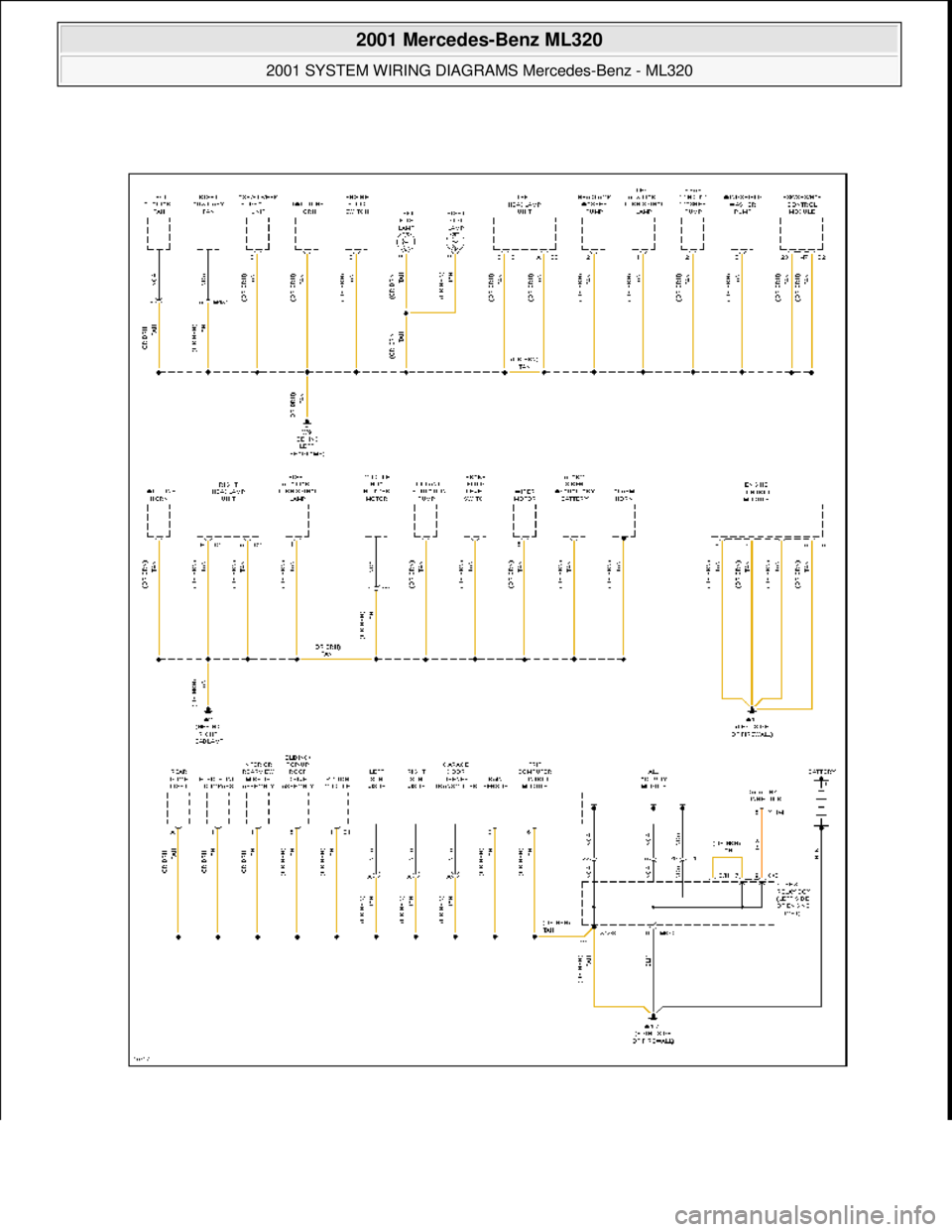 MERCEDES-BENZ ML430 1997  Complete Repair Manual  
2001 Mercedes-Benz ML320 
2001 SYSTEM WIRING DIAGRAMS  Mercedes-Benz - ML320  
me  
Saturday, October 02, 2010 3:27:59 PMPage 44 © 2006 Mitchell Repair Information Company, LLC.  