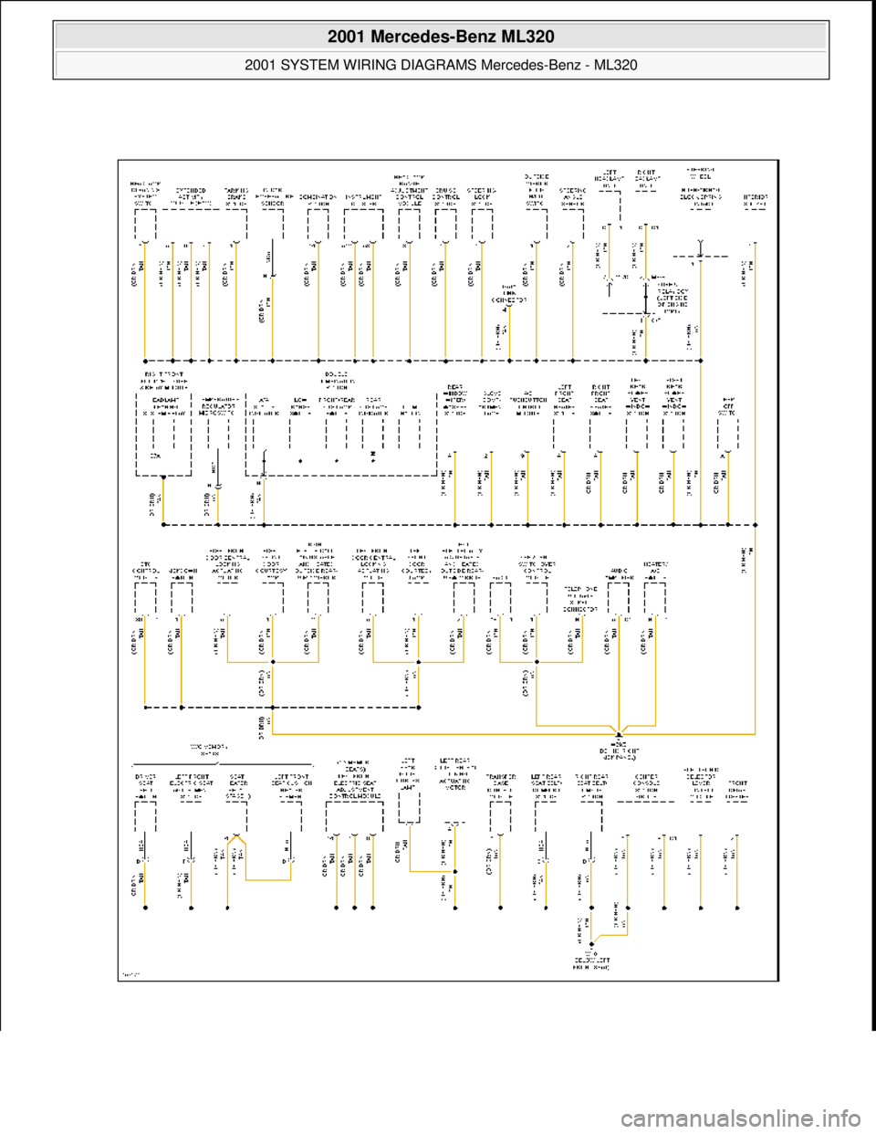 MERCEDES-BENZ ML430 1997  Complete Repair Manual  
2001 Mercedes-Benz ML320 
2001 SYSTEM WIRING DIAGRAMS  Mercedes-Benz - ML320  
me  
Saturday, October 02, 2010 3:27:59 PMPage 46 © 2006 Mitchell Repair Information Company, LLC.  