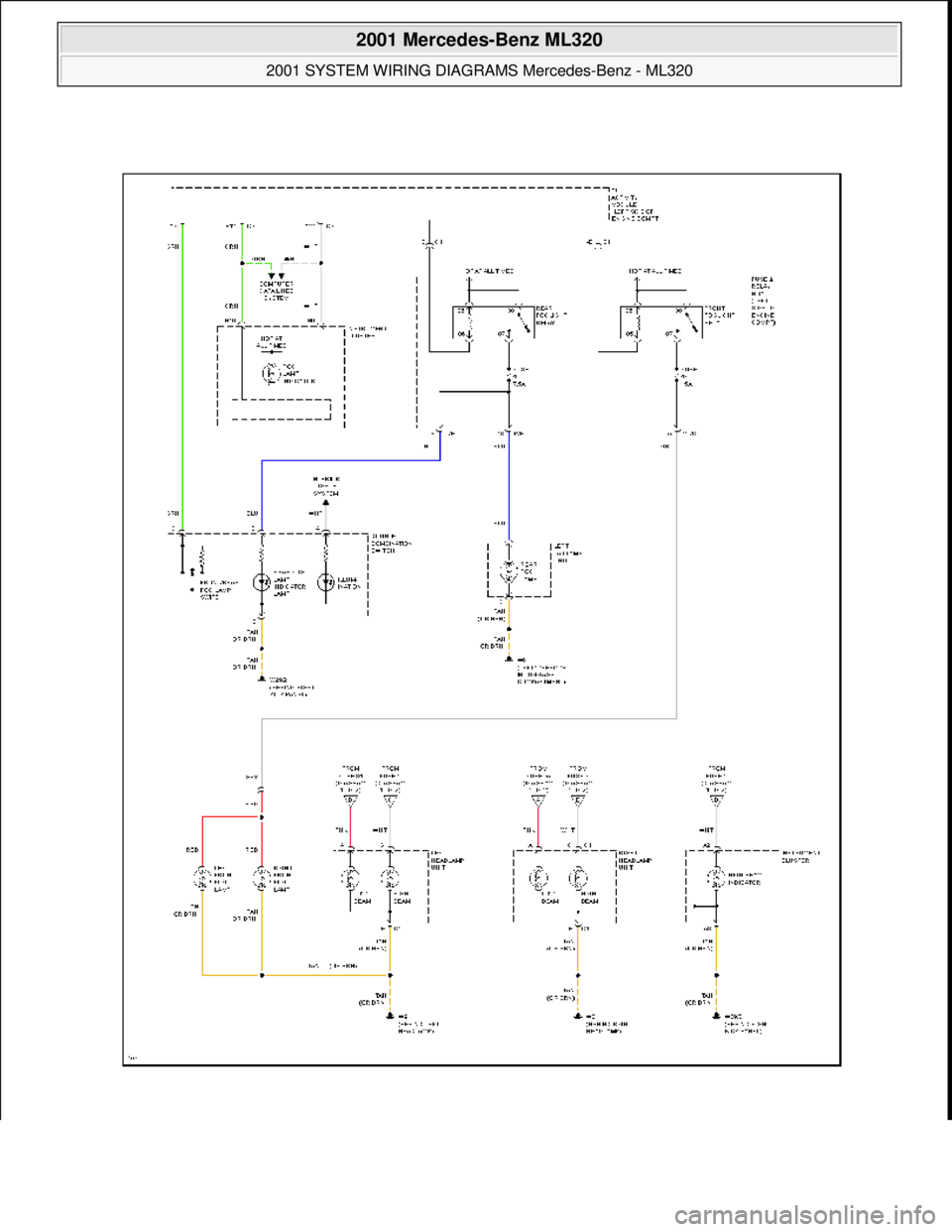 MERCEDES-BENZ ML430 1997  Complete Repair Manual  
2001 Mercedes-Benz ML320 
2001 SYSTEM WIRING DIAGRAMS  Mercedes-Benz - ML320  
me  
Saturday, October 02, 2010 3:27:59 PMPage 58 © 2006 Mitchell Repair Information Company, LLC.  