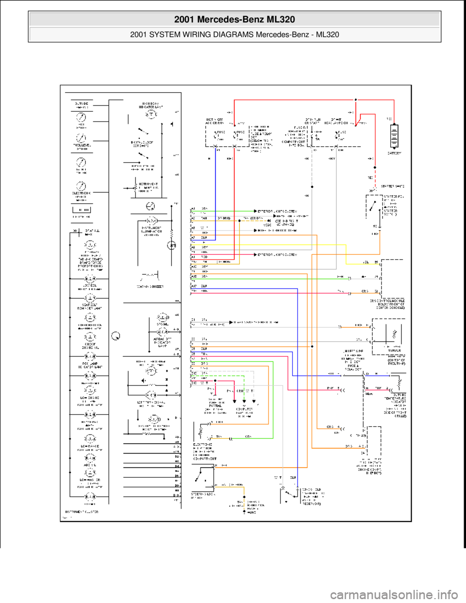 MERCEDES-BENZ ML430 1997  Complete Repair Manual  
2001 Mercedes-Benz ML320 
2001 SYSTEM WIRING DIAGRAMS  Mercedes-Benz - ML320  
me  
Saturday, October 02, 2010 3:27:59 PMPage 62 © 2006 Mitchell Repair Information Company, LLC.  