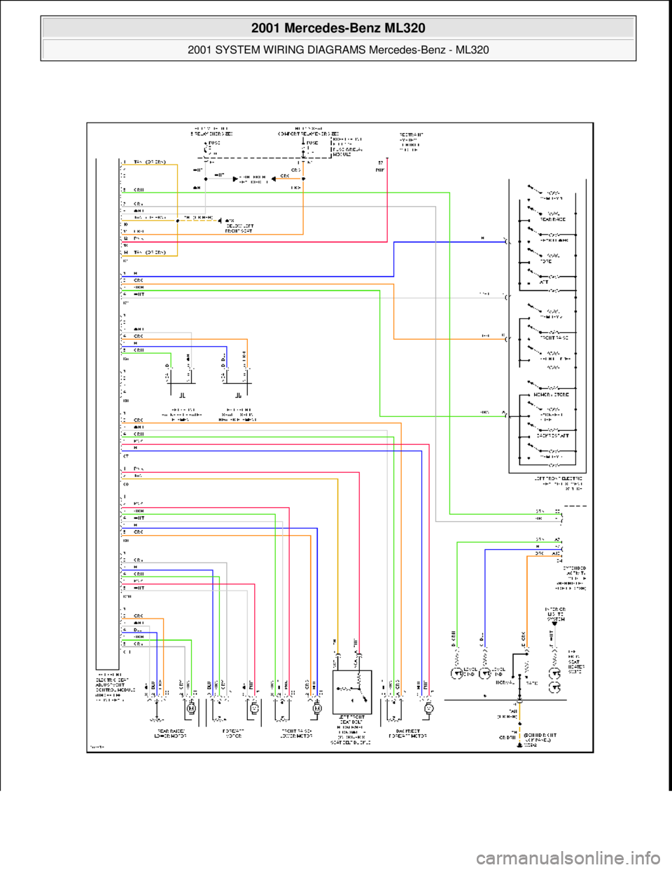 MERCEDES-BENZ ML430 1997  Complete Repair Manual  
2001 Mercedes-Benz ML320 
2001 SYSTEM WIRING DIAGRAMS  Mercedes-Benz - ML320  
me  
Saturday, October 02, 2010 3:27:59 PMPage 72 © 2006 Mitchell Repair Information Company, LLC.  