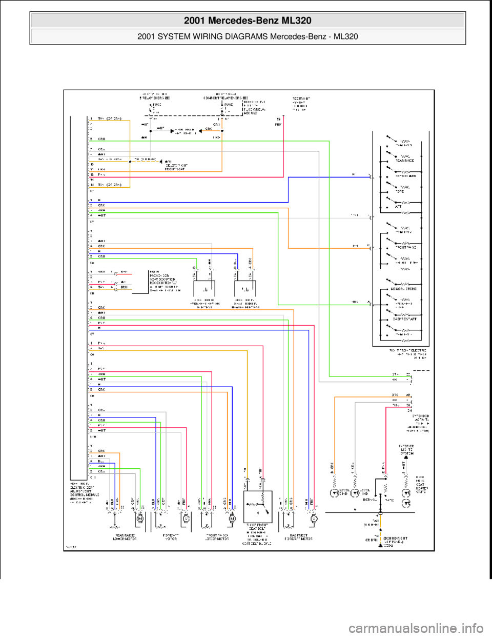 MERCEDES-BENZ ML430 1997  Complete Repair Manual  
2001 Mercedes-Benz ML320 
2001 SYSTEM WIRING DIAGRAMS  Mercedes-Benz - ML320  
me  
Saturday, October 02, 2010 3:27:59 PMPage 74 © 2006 Mitchell Repair Information Company, LLC.  