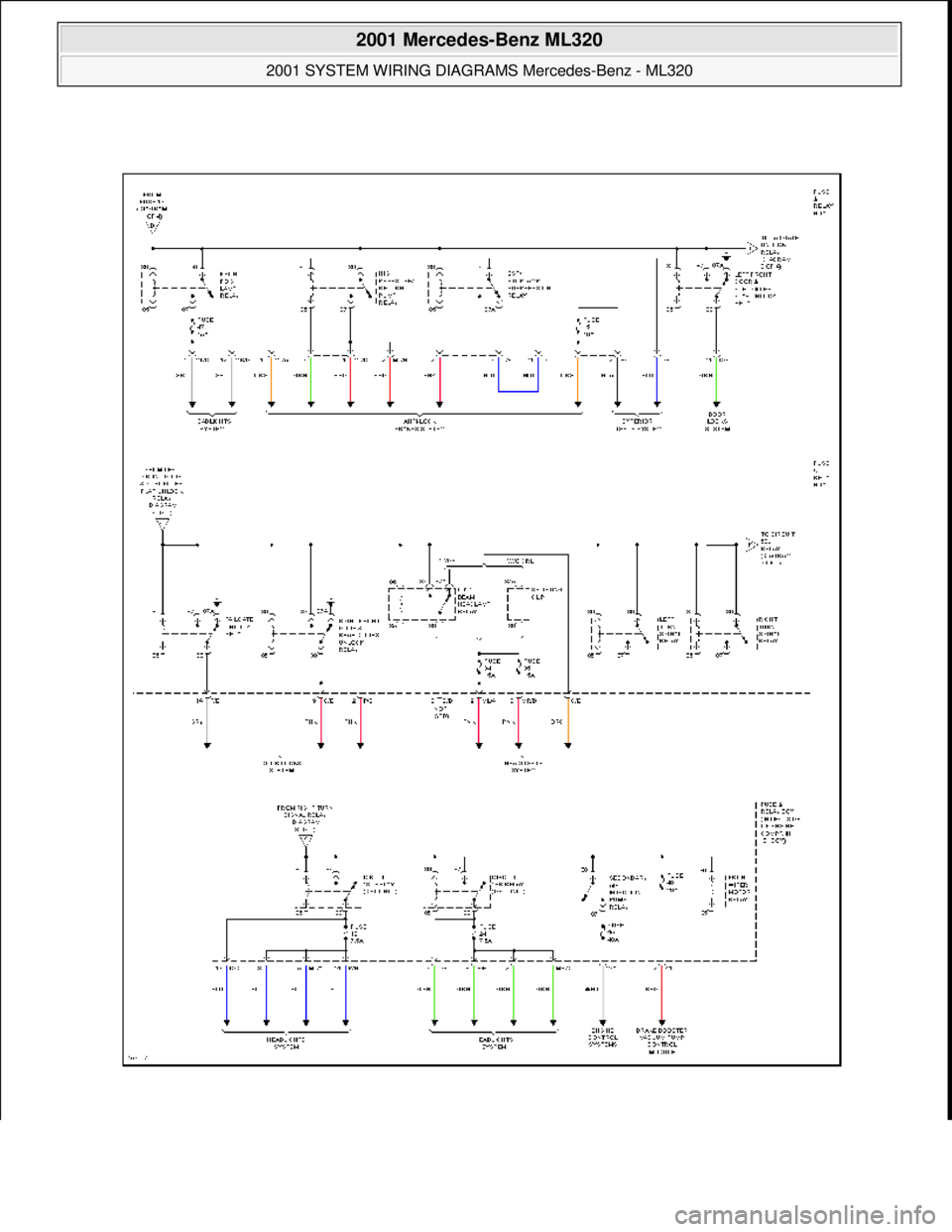 MERCEDES-BENZ ML430 1997  Complete Repair Manual  
2001 Mercedes-Benz ML320 
2001 SYSTEM WIRING DIAGRAMS  Mercedes-Benz - ML320  
me  
Saturday, October 02, 2010 3:28:00 PMPage 80 © 2006 Mitchell Repair Information Company, LLC.  