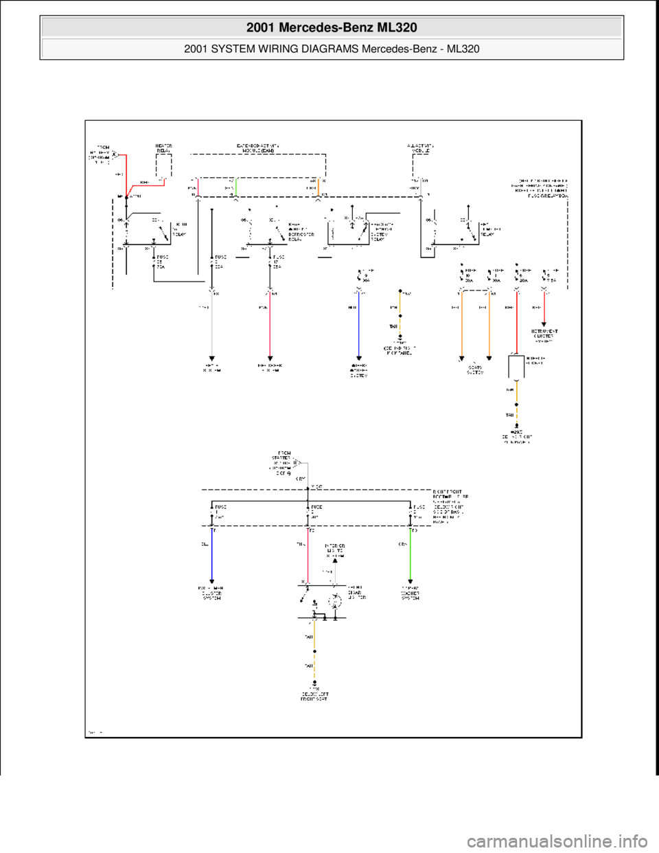 MERCEDES-BENZ ML430 1997  Complete Repair Manual  
2001 Mercedes-Benz ML320 
2001 SYSTEM WIRING DIAGRAMS  Mercedes-Benz - ML320  
me  
Saturday, October 02, 2010 3:28:00 PMPage 82 © 2006 Mitchell Repair Information Company, LLC.  