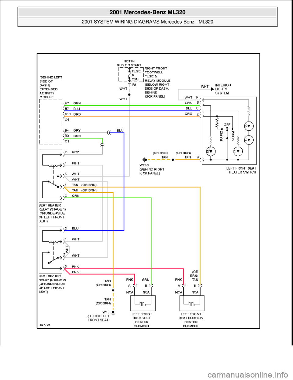 MERCEDES-BENZ ML430 1997  Complete Repair Manual  
2001 Mercedes-Benz ML320 
2001 SYSTEM WIRING DIAGRAMS  Mercedes-Benz - ML320  
me  
Saturday, October 02, 2010 3:28:00 PMPage 88 © 2006 Mitchell Repair Information Company, LLC.  