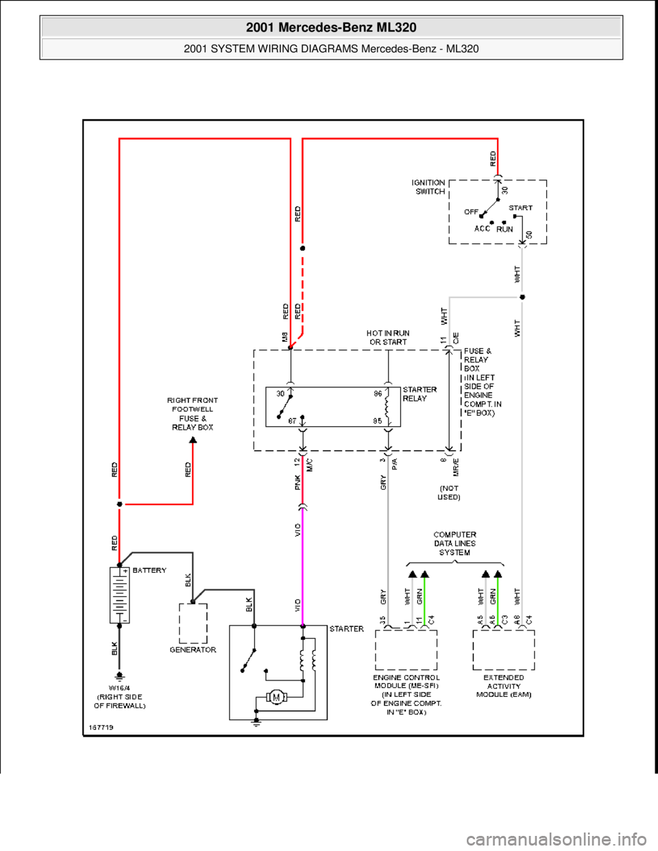 MERCEDES-BENZ ML430 1997  Complete Repair Manual  
2001 Mercedes-Benz ML320 
2001 SYSTEM WIRING DIAGRAMS  Mercedes-Benz - ML320  
me  
Saturday, October 02, 2010 3:28:00 PMPage 116 © 2006 Mitchell Repair Information Company, LLC.  