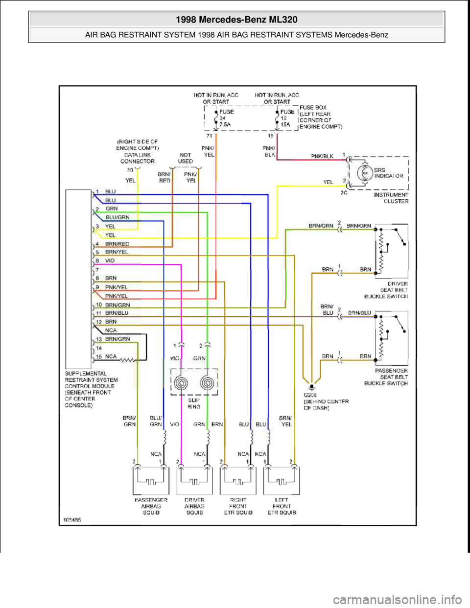 MERCEDES-BENZ ML430 1997  Complete Service Manual  
1998 Mercedes-Benz ML320 
AIR BAG RESTRAINT SYSTEM 1998 AIR  BAG RESTRAINT SYSTEMS Mercedes-Benz  
me  
Saturday, October 02, 2010 3:33:14 PMPage 44 © 2006 Mitchell Repair Information Company, LLC.