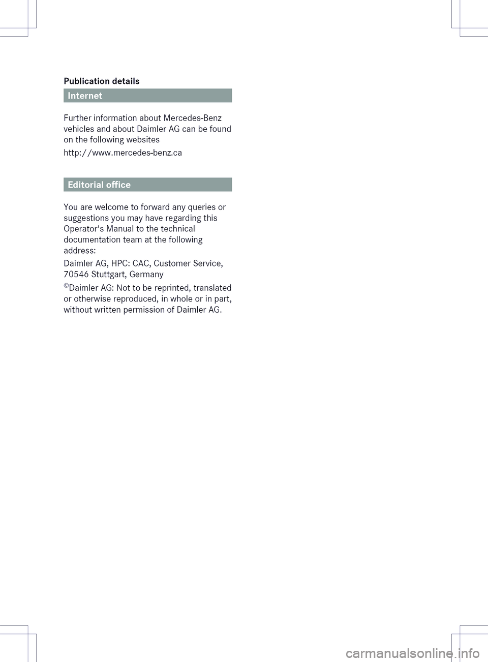 MERCEDES-BENZ B-CLASS SPORTS 2013 Owners Manual MERCEDES-BENZ B-CLASS SPORTS 2013 Owners Manual