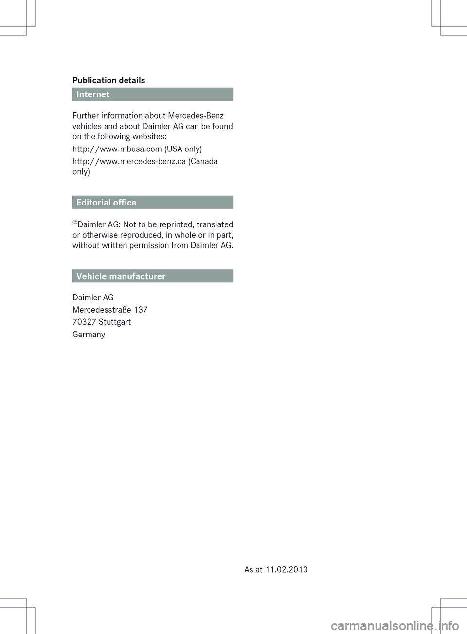 MERCEDES-BENZ G-CLASS SUV 2014 Owners Manual MERCEDES-BENZ G-CLASS SUV 2014 Owners Manual